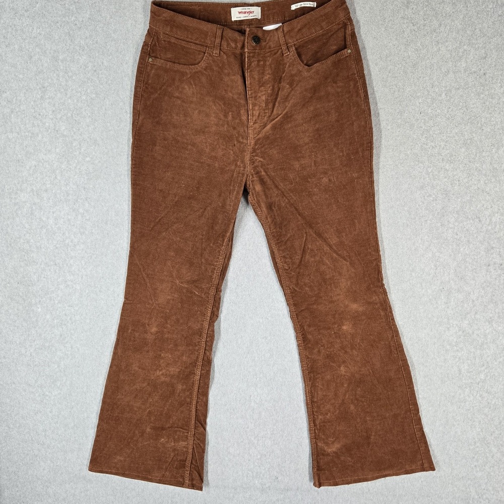 Wrangler Women Pants 10X32 Brown Corduroy Pants Fierce Flared High Rise
